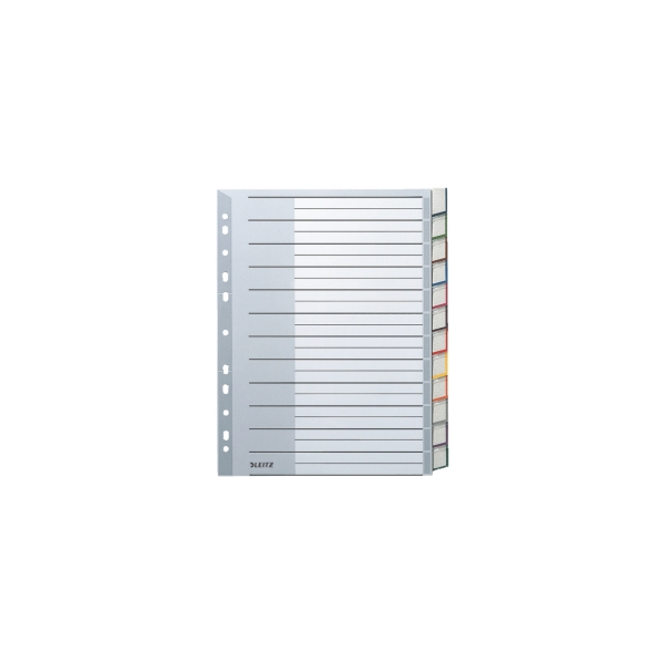 Leitz 12740200 Przekładki plastikowe szare z możliwością opisu A4 Maxi, 12 kart