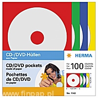 Herma 1143 Koperty na płyty CD/DVD z okienkiem/100 szt. kolorowe samoklejące