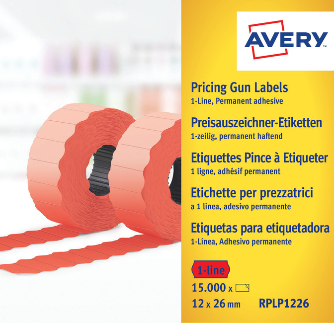 Etykiety do metkownic Avery RPLP1226 jednorzędowa 12x26 mm czerwone 15.000 szt