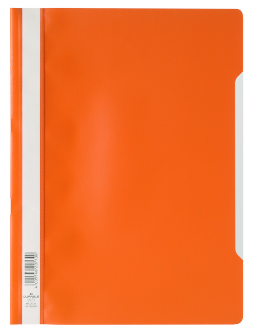 Durable 2523 09 Skoroszyt plastikowy A4 z przezroczystą okładką pomarańcz 100 sz