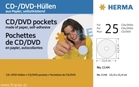 Herma 1144 Koperty na płyty CD/DVD z okienkiem/25 szt. białe samoklejące