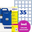 Etykiety do oznaczeń PPWR i QR Avery L7075-20 foliowe 35x35mm 700 etykiet