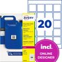 Etykiety do oznaczeń PPWR i QR Avery L7076-20 foliowe 45x45mm 400 etykiet