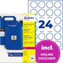 Etykiety do oznaczeń PPWR i QR Avery L7077-20 foliowe Ø 40 mm 480 etykiet